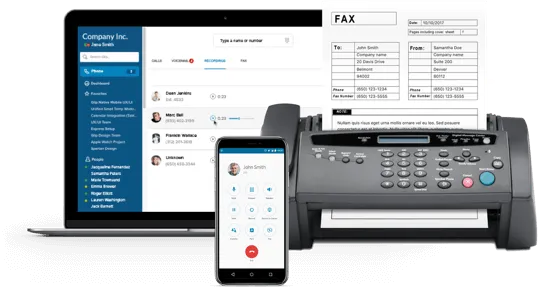 Employee preparing to send a fax while working from home