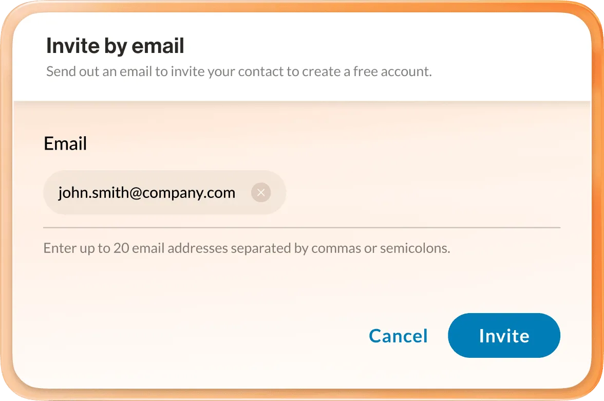 Opción de invitar por correo electrónico en Team Messaging de RingCentral