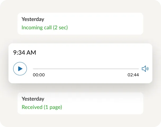 Un message vocal reçu dans l’application RingCentral