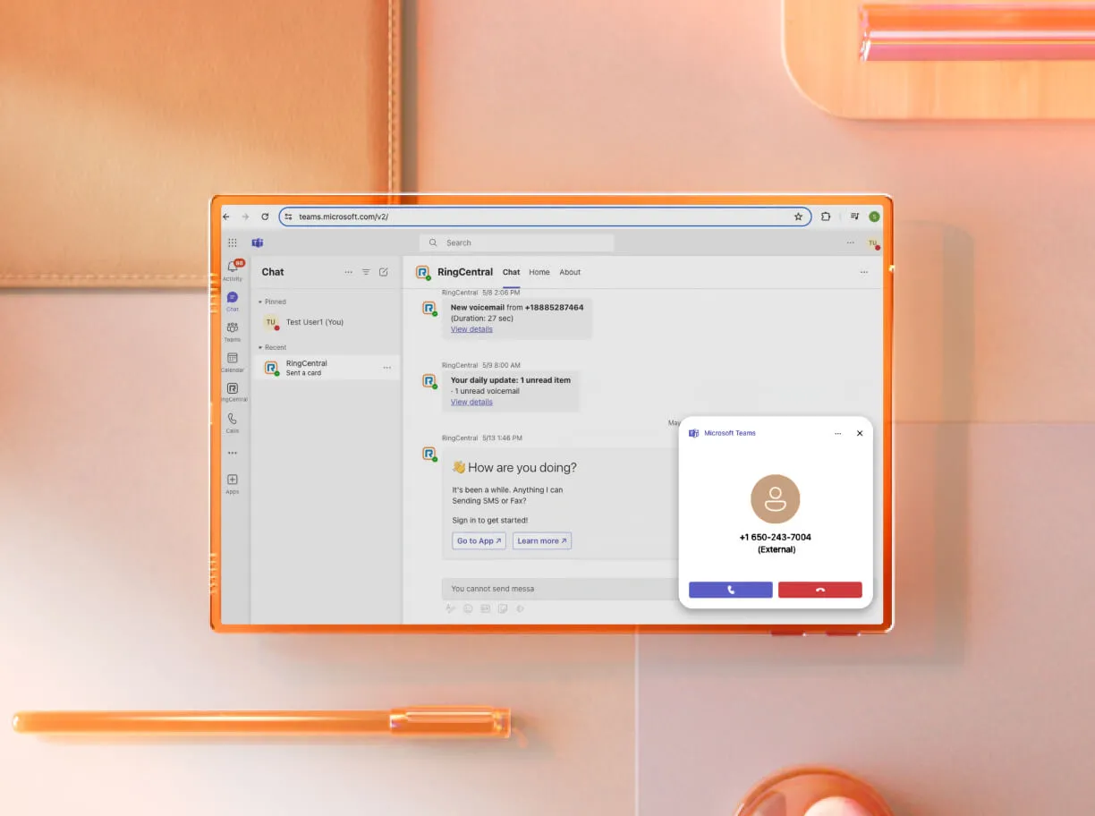 An image showing RingCentral RingCX direct routing for Microsoft Teams