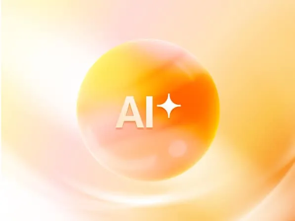 Le mot « AI » sur un fond dégradé orange