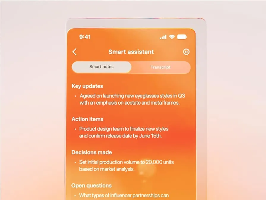 L’assistant intelligent RingCentral sur l’application mobile