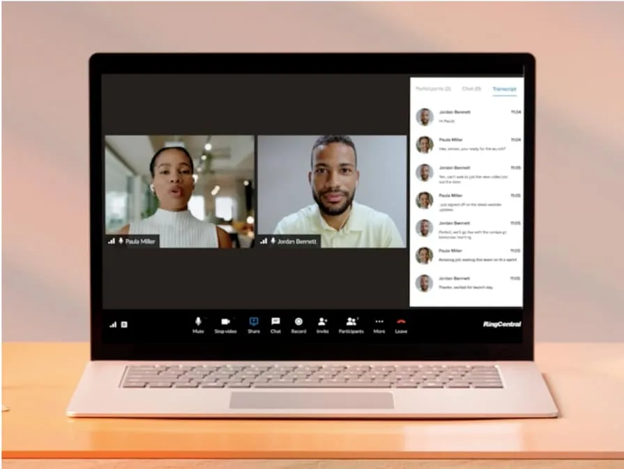 Une réunion en cours sur RingCentral Video