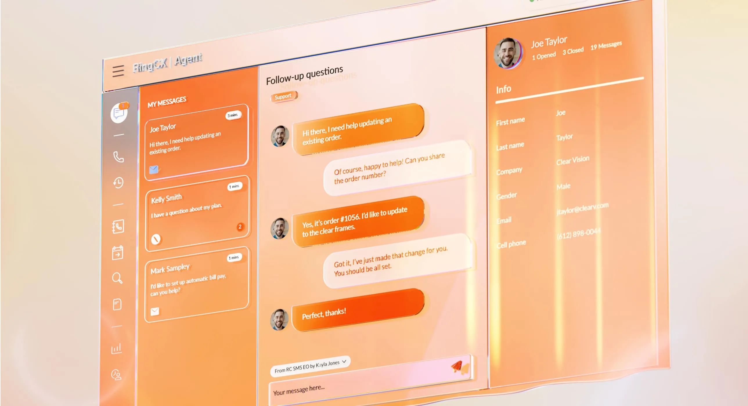 Miniature vidéo montrant l’interface de l’application RingCX Agent